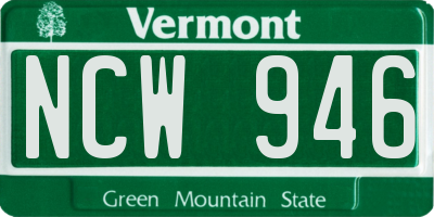 VT license plate NCW946