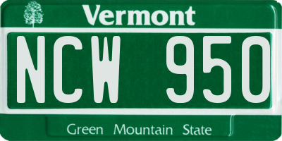 VT license plate NCW950