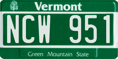 VT license plate NCW951
