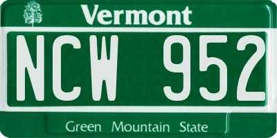 VT license plate NCW952