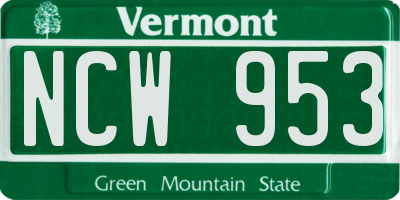 VT license plate NCW953
