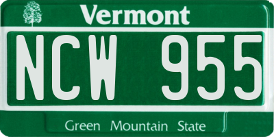 VT license plate NCW955