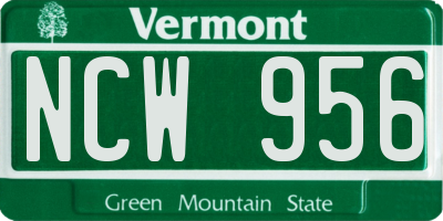 VT license plate NCW956