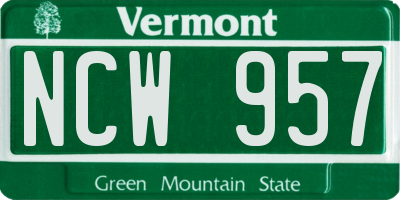 VT license plate NCW957