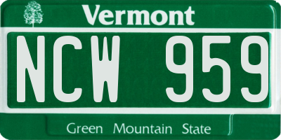 VT license plate NCW959