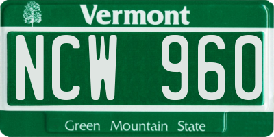 VT license plate NCW960