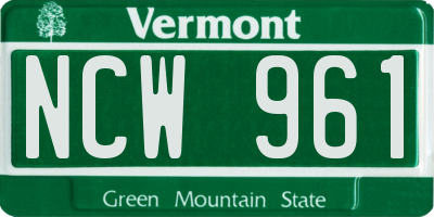 VT license plate NCW961