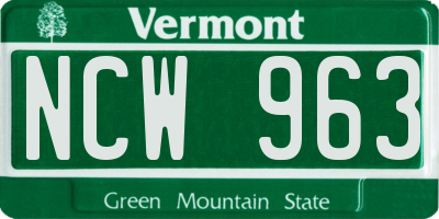 VT license plate NCW963