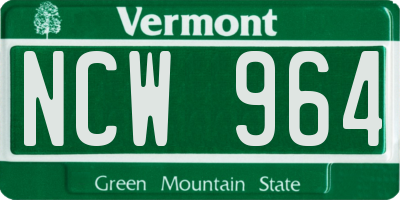 VT license plate NCW964
