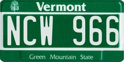 VT license plate NCW966
