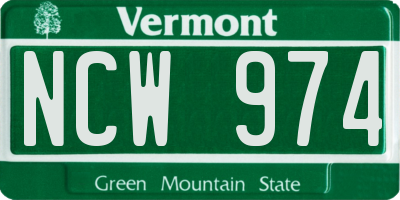 VT license plate NCW974