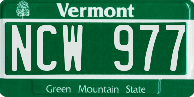 VT license plate NCW977