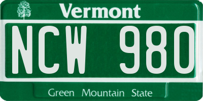 VT license plate NCW980