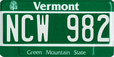 VT license plate NCW982