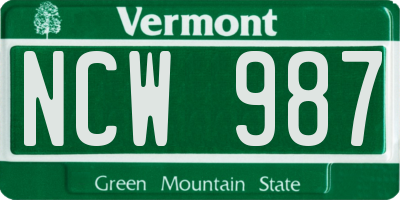 VT license plate NCW987