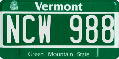 VT license plate NCW988