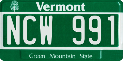 VT license plate NCW991
