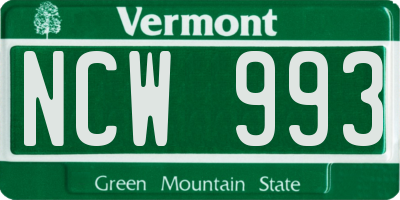 VT license plate NCW993