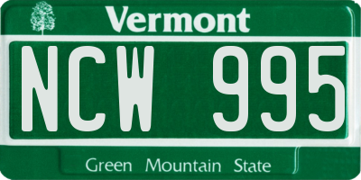 VT license plate NCW995
