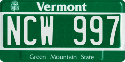 VT license plate NCW997