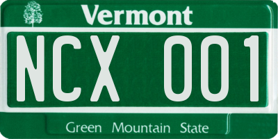 VT license plate NCX001