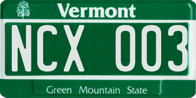 VT license plate NCX003