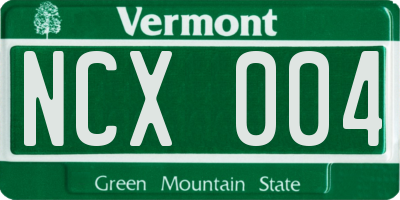 VT license plate NCX004