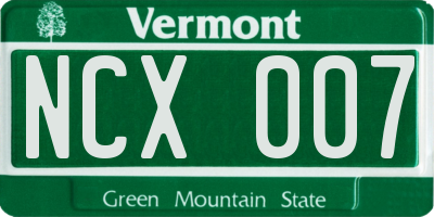 VT license plate NCX007