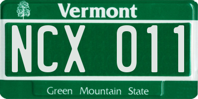 VT license plate NCX011