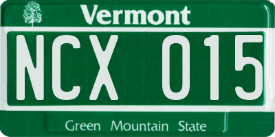 VT license plate NCX015