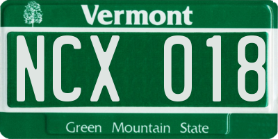 VT license plate NCX018