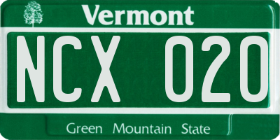 VT license plate NCX020