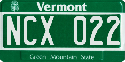 VT license plate NCX022