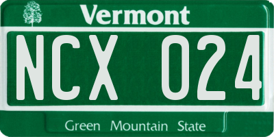VT license plate NCX024