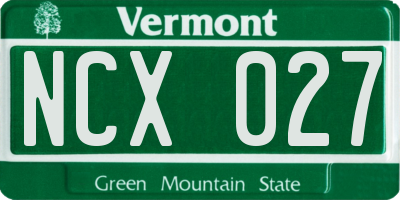 VT license plate NCX027