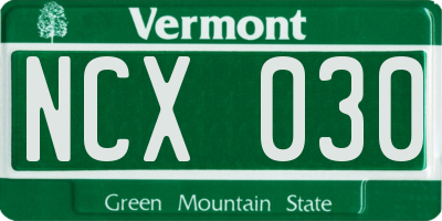 VT license plate NCX030