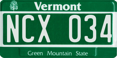 VT license plate NCX034