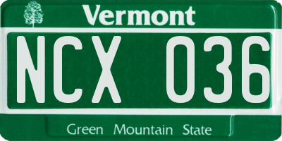 VT license plate NCX036