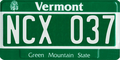 VT license plate NCX037