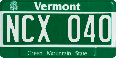 VT license plate NCX040