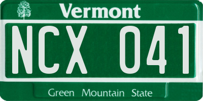 VT license plate NCX041