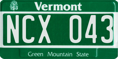 VT license plate NCX043
