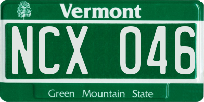 VT license plate NCX046