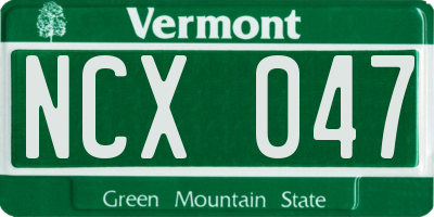 VT license plate NCX047