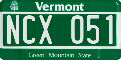 VT license plate NCX051