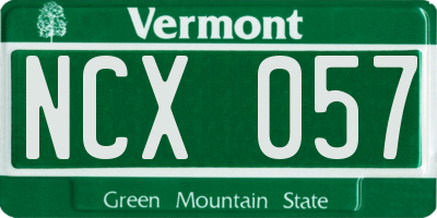 VT license plate NCX057