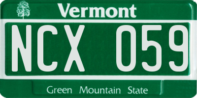 VT license plate NCX059