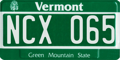 VT license plate NCX065