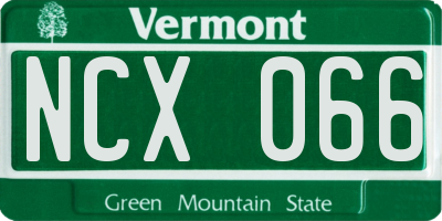 VT license plate NCX066