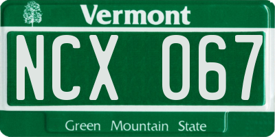VT license plate NCX067